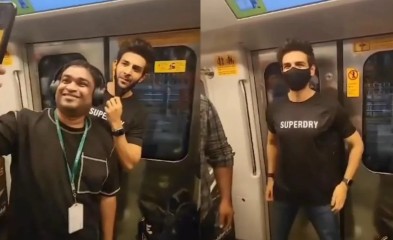 कार्तिक आर्यन ने ट्रैफिक से बचने के लिए मुंबई मेट्रो में किया सफर
